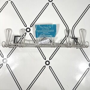 Satin Nickel Over‎ The Door Hook Rack Six Double Hooks Wall Mount
